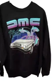NEW Delorean Retro DMC Black Sweatshirt, Men's LARGE NWT