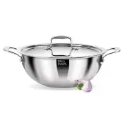Milton TriPly Deep Stainless Steel 24 cm Wok with Lid, 3.6 litres, 3 Layer