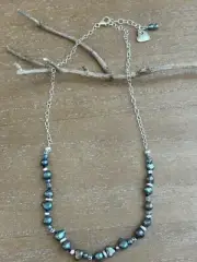 Knotted Peacock Freshwater Pearl Sterling Silver Necklace Sundance Treasures Blu