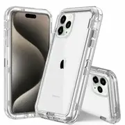 For Apple iPhone 15 Pro Transparent Defender Slim Polycarbonate Case Cover (Clear)