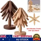 3pcs Wooden Trivets for Hot Dishes Insulation Pads Coaster for Teapot Coffee Pot
