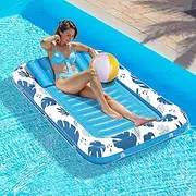 JOYHAPISTAR Inflatable Tanning Pool Floats for Adults, 70" x 46" Large Rectangle Pool Lounger Float, Summer Beach Blow Up Lake Suntan Swimming Pool Rafts Blue