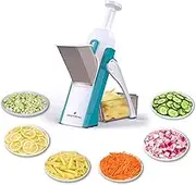 ONCE FOR ALL Safe Mandoline Slicer 5 in 1 Vegetable Cutter, Strips Julienne Dicer Adjustable Thickness 0.1-8 mm for Kitench Fast Meal Prep (Blue)
