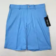 Walter Hagen P11 Men's Golf Shorts Size 34 Daybreak Blue Flat Front 10" Inseam