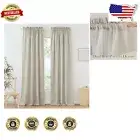 Modern Flax Linen Blend Curtains - Light Filtering, 52" x 95" Angora, Pack of 2