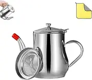 Vitalenergt Filter Pot, Vitalenergt Stainless Steel Oil Filter Pot, 13/18/24/32/48/70oz, Small Bacon Grease Saver with Strainer & Dust Cap, for Home Kitchen Storage of Cooking Oil(32oz)