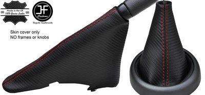 RED STITCH CARBON VINYL GEAR & HANDBRAKE BOOT FITS BMW MINI R50 R52 R53 01-06 (for: Mini)