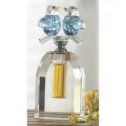FACETED CRYSTAL BLUE BIRDS PERFUME BOTTLE FIGURINE DELUXE HUGE NEW BLUEBIRDS