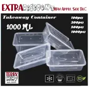1000ml Rectangle Take away Containers Food Plastic Lids Bulk