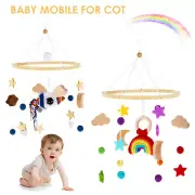 Baby Musical Crib Mobile Wooden Hanging Baby Bed Bell with Felt Balls ·-