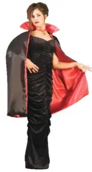 Vampire Black & Red Reversible 45" Taffeta Cape, Goth Cosplay Dracula NEW SEALED