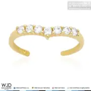14k Gold Yellow White Round Cut 0.40Ct CZ Fancy Toe Ring
