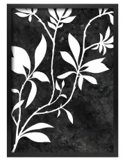 [Profile Australia] Australian Made Silhouette Branch Leaves Night Art Print A3 in Black Frame No Border