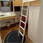Silver Grey/White/Black Loft Bed Ladder for Adults Kids, Camper Motorhomes Trailer RVs Bunk Ladder, Floor-Standing & Hooks Elevated Bed Ladder (Color : White, Size : 59"/150cm/4.9f