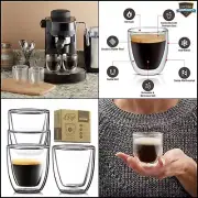 Glass Espresso Cups Set of 4-Double Walled Espresso Cups 2.6 Italian Style Clear