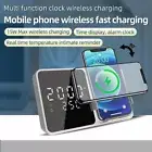 Modern Bedside Digital HD LED Desk Alarm Clock Thermometer Wireless Fast Charger