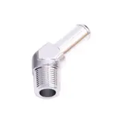 Aeroflow Brand 45 Degree 1/8" NPT To 1/4" Barb Silver Finish Hose Fitting