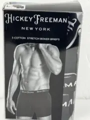 3 Pack- Hickey Freeman Black Stretch Boxer Briefs- Black- Multiple Sizes