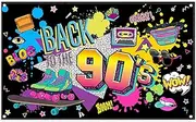 Luminora 72 x 43 inch Back to The 90's Background Retro Hip-Hop Disco Graffiti Wall Background Fashion Theme Birthday Party Decoration Photo Booth Banner Props