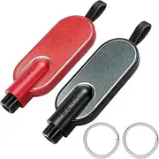 2PCS Car Window Breaker Seatbelt Cutter, 2 in 1 Emergency Car Safety Hammer Glasses Breaker Escape Tool (Red Black, One Size)