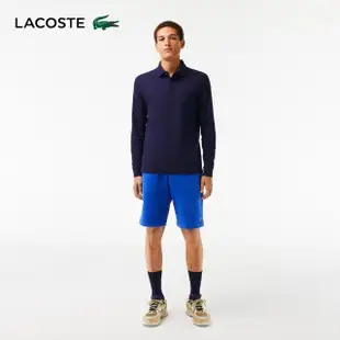 【LACOSTE】男裝-經典巴黎商務長袖Polo衫(藍色)