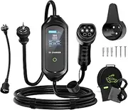EV Charger Type 2 [3.5kW 6-16A] with 6M Electric Vehicle Charging Cable, Adjustable Current & Delay Charge Portable EV Charger with 10A to 15A Adapter
