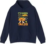 [Sumairah] Funny It's Raining Tacos Taco Lovers Girls Boys Foodie Hoodie(Navy Blue, Small)