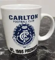 Vintage AFL Carlton Blues Football Mug 1995 Premiers Collectable Coffee Cup