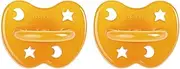 HEVEA Natural Rubber Pacifier 2-Pack, Plant Based, Plastic-Free, Eco-Friendly, BPA-Free & Approved for Food Contact (0-36 Months Orthodontic Teat Shape) (3-36 Months, Natural)