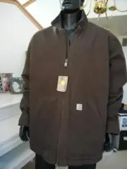 NWT CARHARTT MENS DARK BROWN WASHED DUCK SHERPA LINED JACKET SIZE 3XL TALL