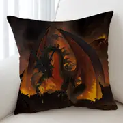 Scary Fantasy Art Volcano Fireball Dragon Cushion Cover