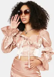 [Glamorous] Nude Shimmer Crop Top