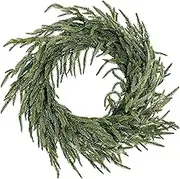 Norfolk Pine Wreath, 19.6 Inch Large Real Touch Norfolk Pine Wreath, Artificial Christmas Wreath Green Faux Pine Wreath, Christmas Greenery Pine Wreath Christmas Decoration for Wall Mantle Out