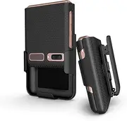 BELTRON Case with Clip for Galaxy Z Flip 2020, Snap-On Protective Cover with Rotating Belt Holster Combo and Built in Kickstand for Samsung Galaxy Z Flip (SM-F700, SM-F707) - Black (NOT for Z FLIP 3)