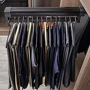 10-24 Inch Pull-Out Closet Valet Rod Adjustable Wardrobe Clothing Rail Top Mount Wardrobe Hanger Rack, Retractable Clothes Hanger Towel Rail Closet Organizer, 2 Colors (Color : Black, Size : 36cm/14
