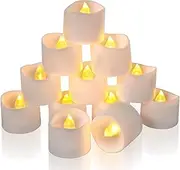 Flameless Tea Lights Candles, Battery Operated LED Votive Candles, Flickering Tealights with Warm Yellow Light Romantic Night for Wedding, Valentine's Day, Halloween, Christmas, Celebration (12 Pack)