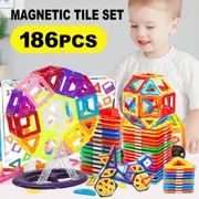 186Pcs Anti Rust Magnetic Building Blocks Toy Set 3D Tiles DIY Toys Gift for Kids