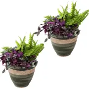 Purlieu Ceramic Planter - 12" - Tempest - Set of 2 by Sunnydaze