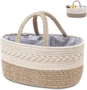 Baby Basket Diaper Caddy Organizer,Cotton Rope Handle Nursery Storage,portable