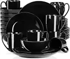 LOVECASA Black 32-Piece Porcelain Dinnerware Set for 8, Plates, Bowls Microwave