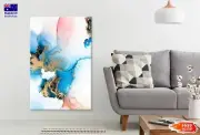 Blue Pink & Gold Fluid Abstract Wall Canvas Home Decor Australian Made Quality