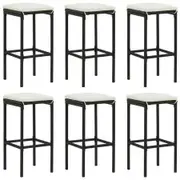 Bar Stools with Cushions 6 pcs Black Poly Rattan