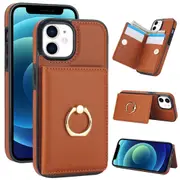 IPhone 12/Iphone 12 Pro Case With Card Holder,Military Grade Drop Protection,Durable Shockproof Cover-Brown