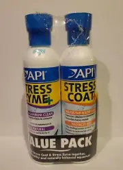 API (2) 8oz ~ Stress Zyme + & Stress Coat + Plus ~ Aquarium water DECLORINATOR