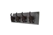 Mr Gecko Cast Iron Hand Made Wall 4 Hook Hanger Dog Tails on Flagstone