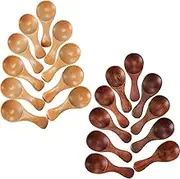 Daseeme 20 Pieces Small Wooden Spoons Mini Condiments Sugar Seasoning Salt Honey Teaspoon Coffee Tea Jam Mustard Ice Wood Spoons