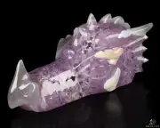4.8" Agate Amethyst Geode Carved Crystal Dragone Head Skull, Crystal Healing
