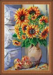 Bead embroidery kit Country Bouquet needlework kit Art canvas beadwork pattern