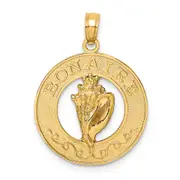14k Yellow Gold BONAIRE Circle w/ Conch Shell Charm