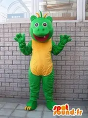 Mascot SpotSound Amazon whimsical green and yellow salamander reptile style